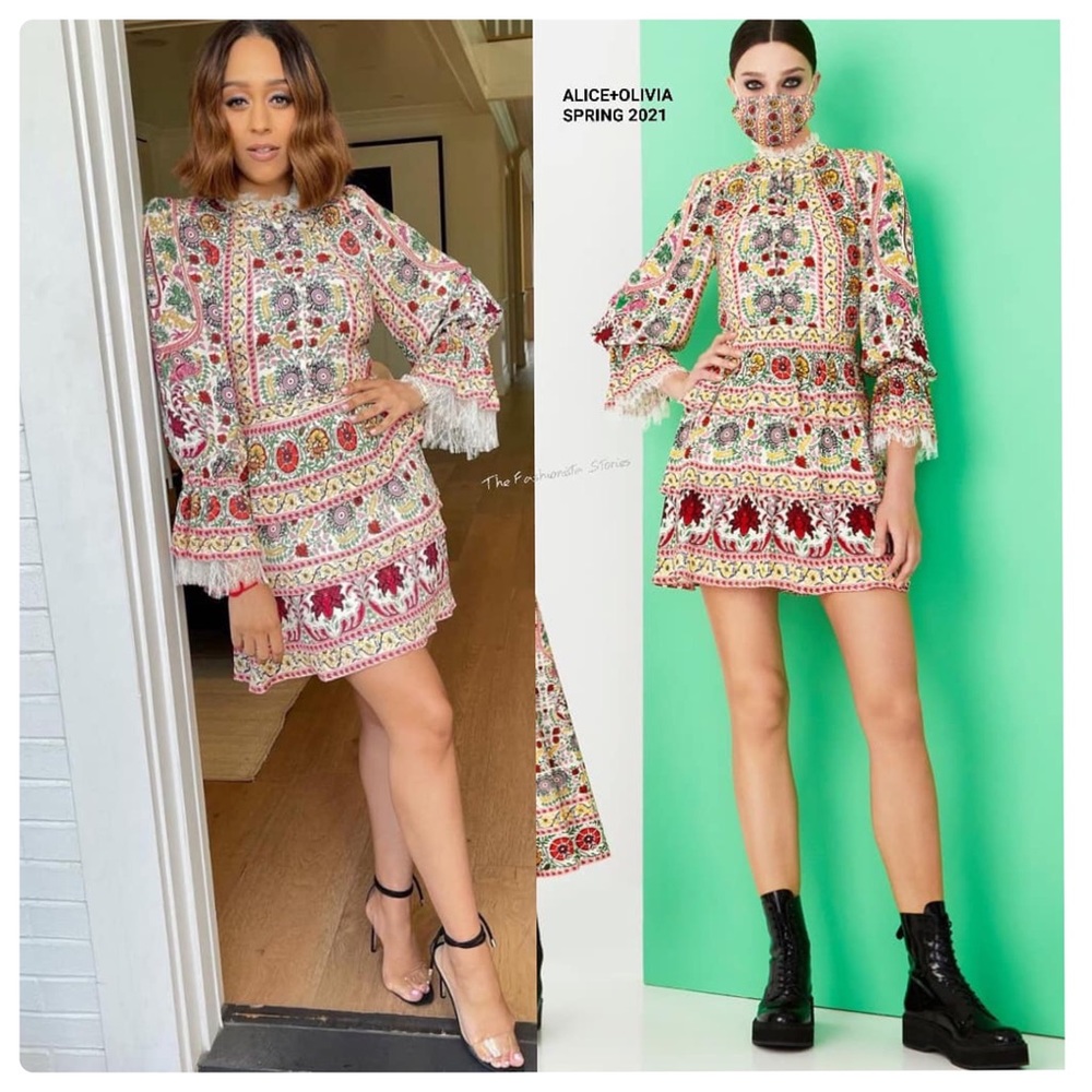 ALICE + OLIVIA Lawson Mock Neck Floral Mini Dress - Picture 12 of 13
